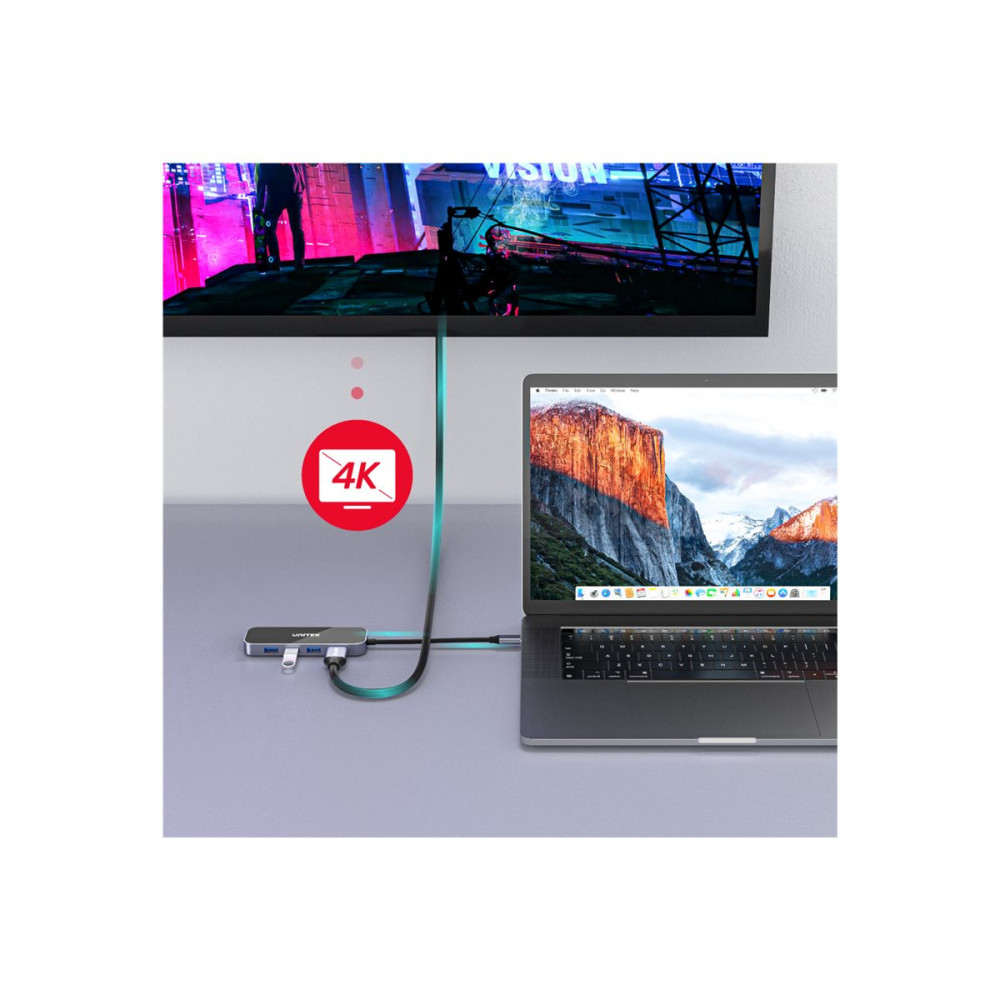 Produktbild för Unitek uHUB H6 D1084A - dockningsstation - USB-C - HDMI - 1GbE