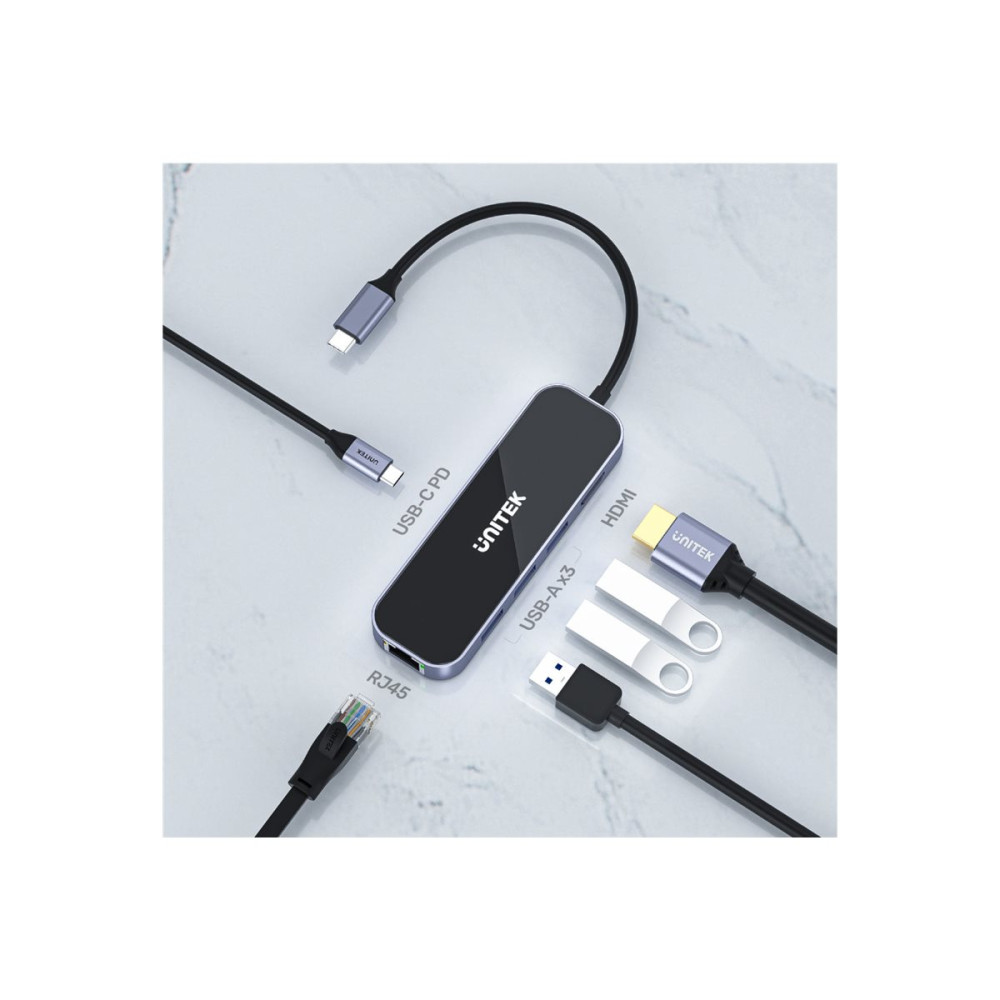 Produktbild för Unitek uHUB H6 D1084A - dockningsstation - USB-C - HDMI - 1GbE