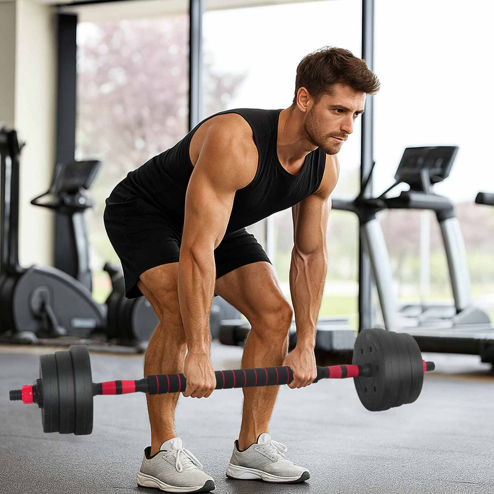 Produktbild för 4-i-1 hantel, stång och kettlebell-set 20 kg Svart och Röd