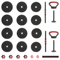 Produktbild för 4-i-1 hantel, stång och kettlebell-set 20 kg Svart och Röd