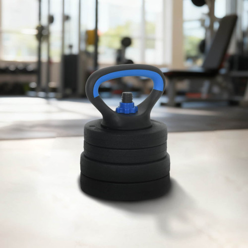 vidaXL 4-i-1 Hantel Skivstång Kettlebell Set 20 kg Svart och blå