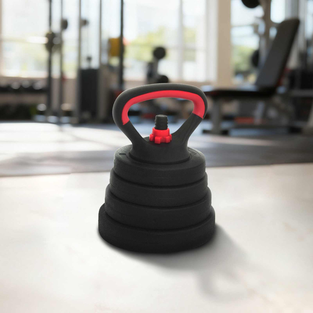 Produktbild för 4-i-1 Hantel Skivstång Kettlebell Set 30 kg Svart och Röd