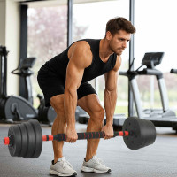 Produktbild för 4-i-1 Hantel Skivstång Kettlebell Set 30 kg Svart och Röd