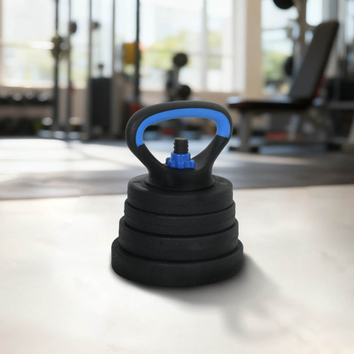 vidaXL 4-i-1 Hantel Skivstång Kettlebell Set 30 kg Svart och blå