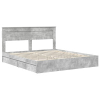 Produktbild för Förvaringssäng med låda Betonggrå 200 x 200 cm Konstruerat trä