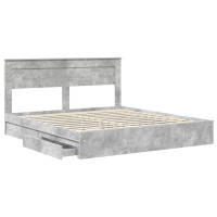 Produktbild för Förvaringssäng med låda Betonggrå 200 x 200 cm Konstruerat trä