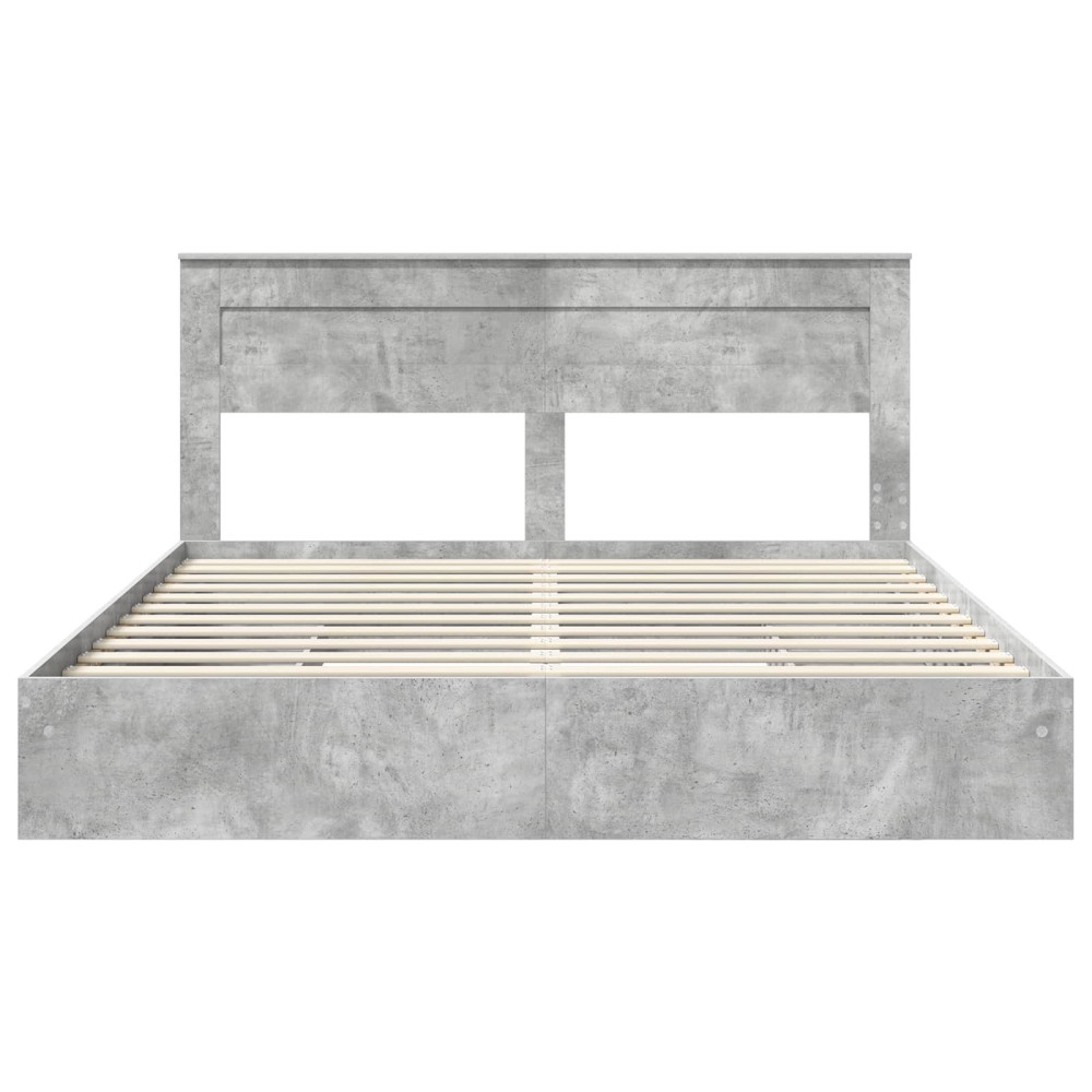 Produktbild för Förvaringssäng med låda Betonggrå 200 x 200 cm Konstruerat trä