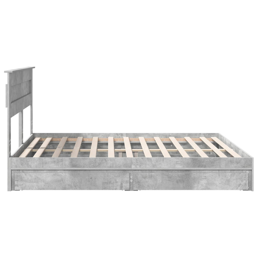 Produktbild för Förvaringssäng med låda Betonggrå 200 x 200 cm Konstruerat trä