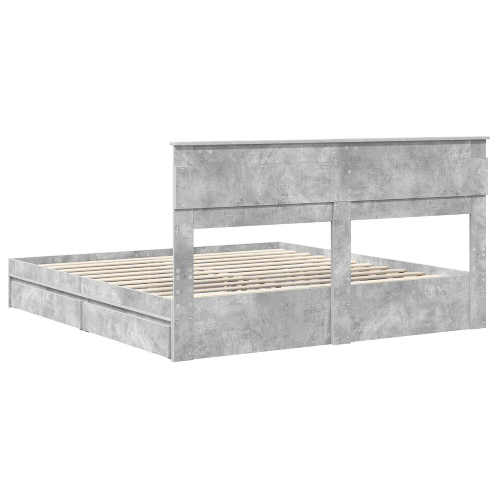Produktbild för Förvaringssäng med låda Betonggrå 200 x 200 cm Konstruerat trä