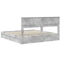 Produktbild för Förvaringssäng med låda Betonggrå 200 x 200 cm Konstruerat trä