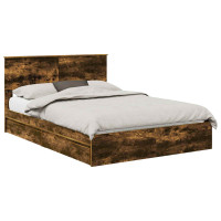 Produktbild för Förvaringssäng med låda Rökt ek 135 x 190 cm Konstruerat trä