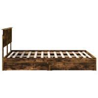 Produktbild för Förvaringssäng med låda Rökt ek 135 x 190 cm Konstruerat trä
