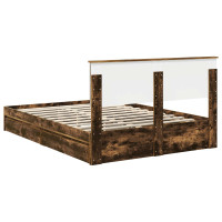 Produktbild för Förvaringssäng med låda Rökt ek 135 x 190 cm Konstruerat trä