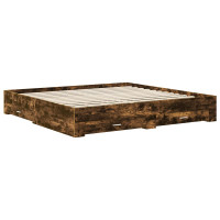 Produktbild för Sängram med låda Rökt ek 200 x 200 cm Konstruerat trä
