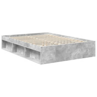 Produktbild för Sängram med huvudgavel Betonggrå 135 x 190 cm Massiv furu