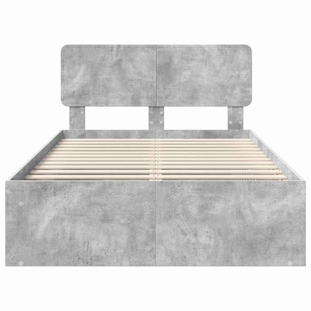 Produktbild för Sängram med huvudgavel Betonggrå 135 x 190 cm Massiv furu