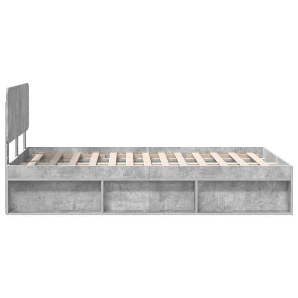 Produktbild för Sängram med huvudgavel Betonggrå 135 x 190 cm Massiv furu