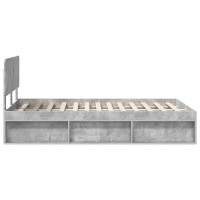 Produktbild för Sängram med huvudgavel Betonggrå 135 x 190 cm Massiv furu