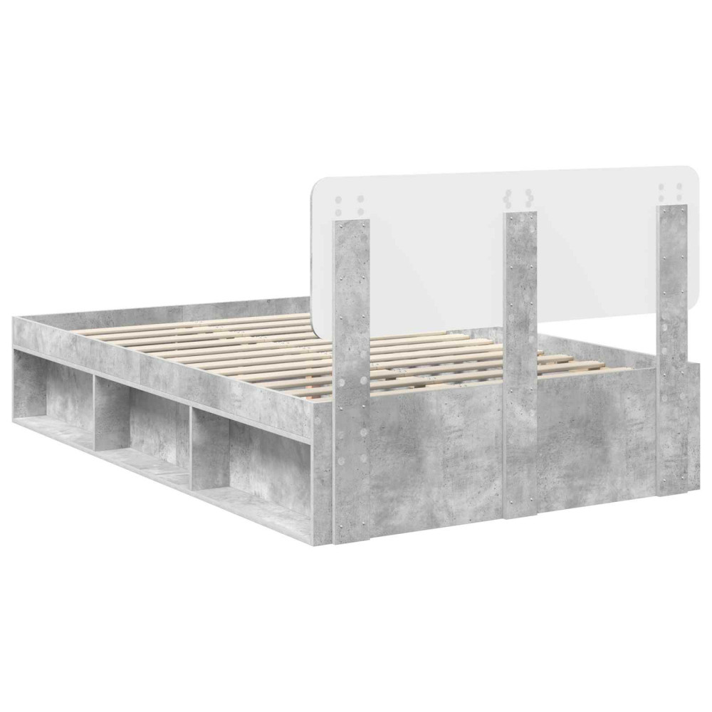 Produktbild för Sängram med huvudgavel Betonggrå 135 x 190 cm Massiv furu