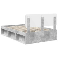 Produktbild för Sängram med huvudgavel Betonggrå 135 x 190 cm Massiv furu