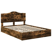 Produktbild för Förvaringssäng med låda Rökt ek 160 x 200 cm Konstruerat trä
