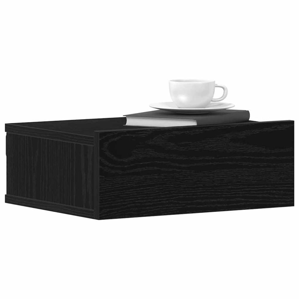 Produktbild för Flytande nattduksbord svart ek 40x32x15 cm konstruerat trä