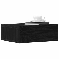 Produktbild för Flytande nattduksbord svart ek 40x32x15 cm konstruerat trä