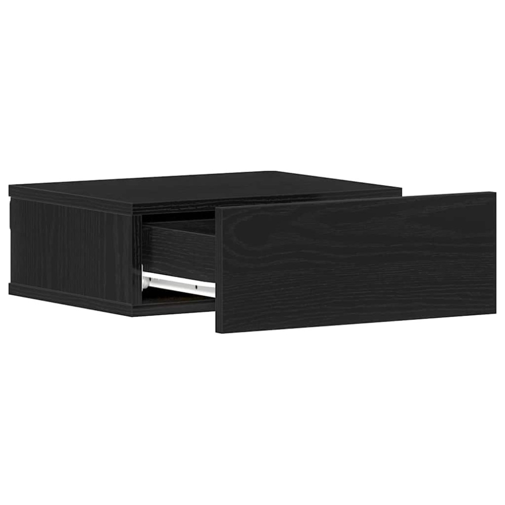 Produktbild för Flytande nattduksbord svart ek 40x32x15 cm konstruerat trä