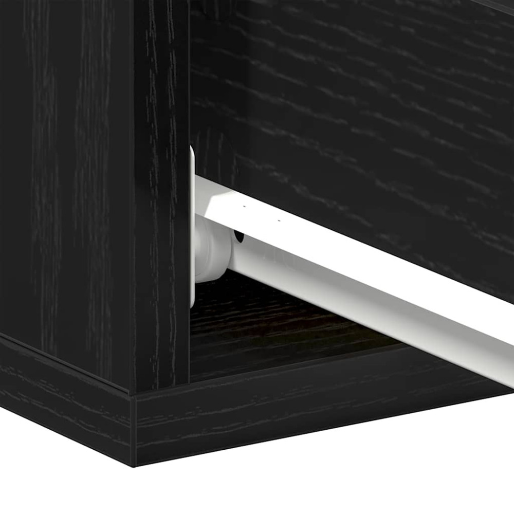 Produktbild för Flytande nattduksbord 2 st svart ek 40x32x15 cm konstruerat trä