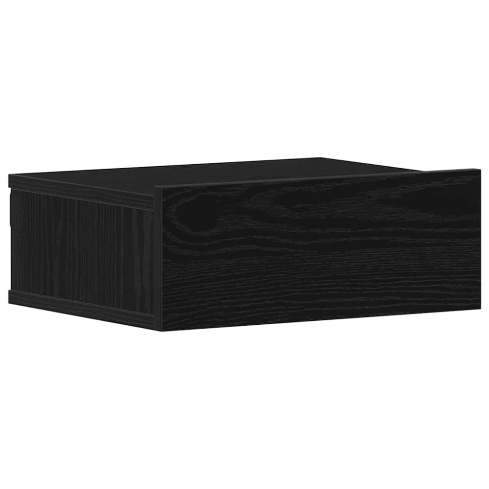 Produktbild för Flytande nattduksbord 2 st svart ek 40x32x15 cm konstruerat trä