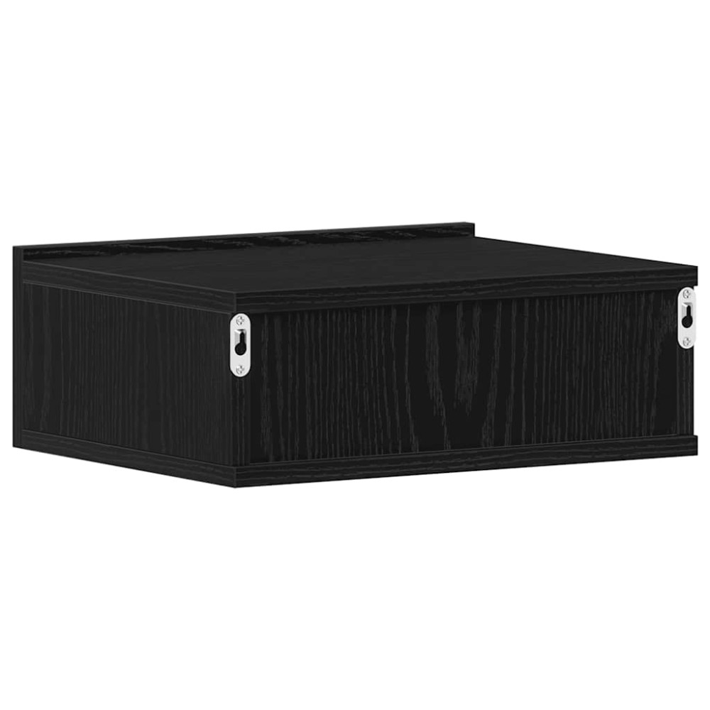 Produktbild för Flytande nattduksbord 2 st svart ek 40x32x15 cm konstruerat trä