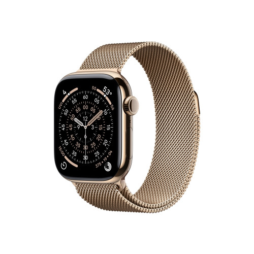 Apple Apple Watch Series 11 (GPS + Cellular) - guld titan - smart klocka med milanesisk loop - guld - 64 GB