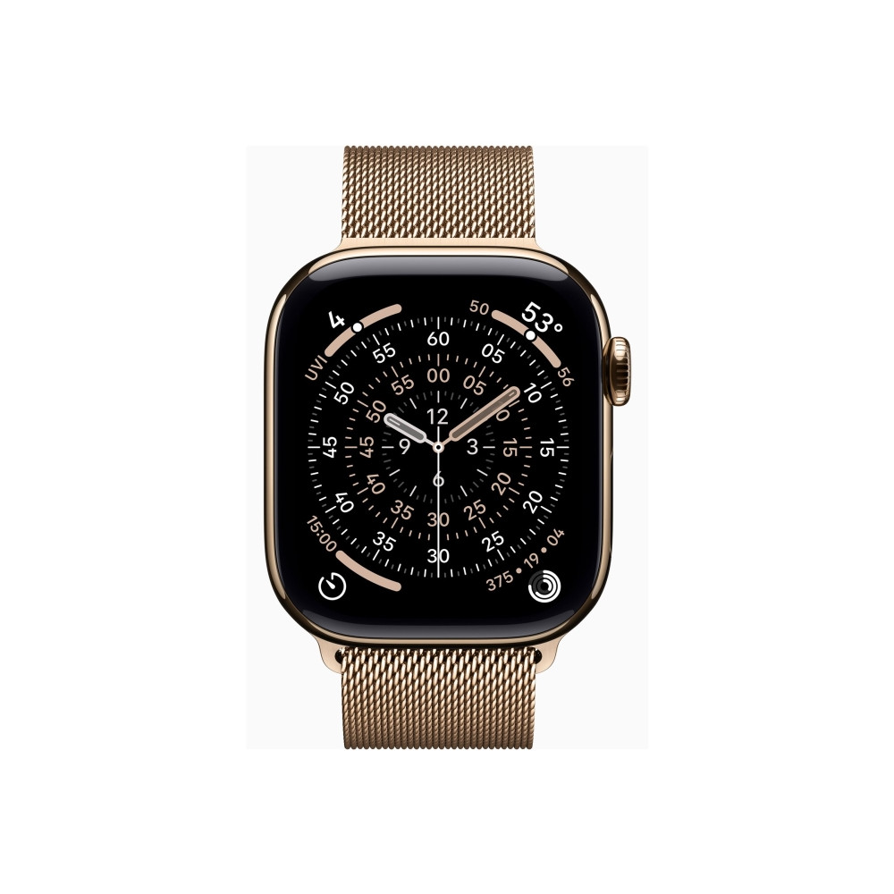 Produktbild för Apple Watch Series 11 (GPS + Cellular) - guld titan - smart klocka med milanesisk loop - guld - 64 GB