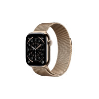 Produktbild för Apple Watch Series 11 (GPS + Cellular) - guld titan - smart klocka med milanesisk loop - guld - 64 GB