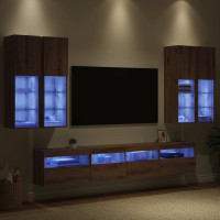 Produktbild för TV-väggskåpsset med LED-lampor 7 pcs artisan ek Konstruerat trä