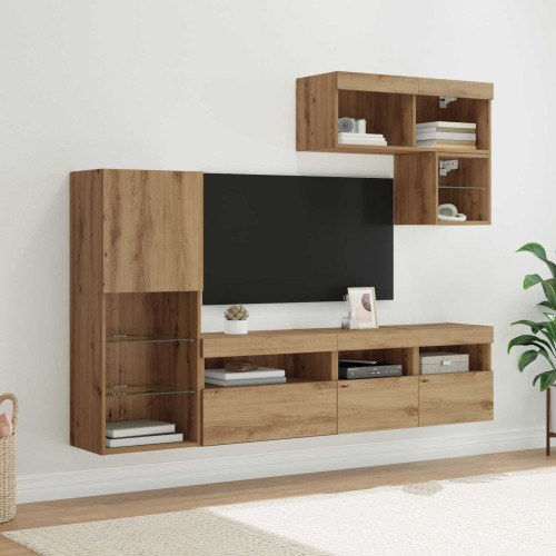 vidaXL TV Vägg Enheter 6 pcs Artisan Ek Konstruerat trä