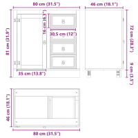 Produktbild för Skåp SKI HonungsBrun 80 x 46 x 81 cm Massiv furu