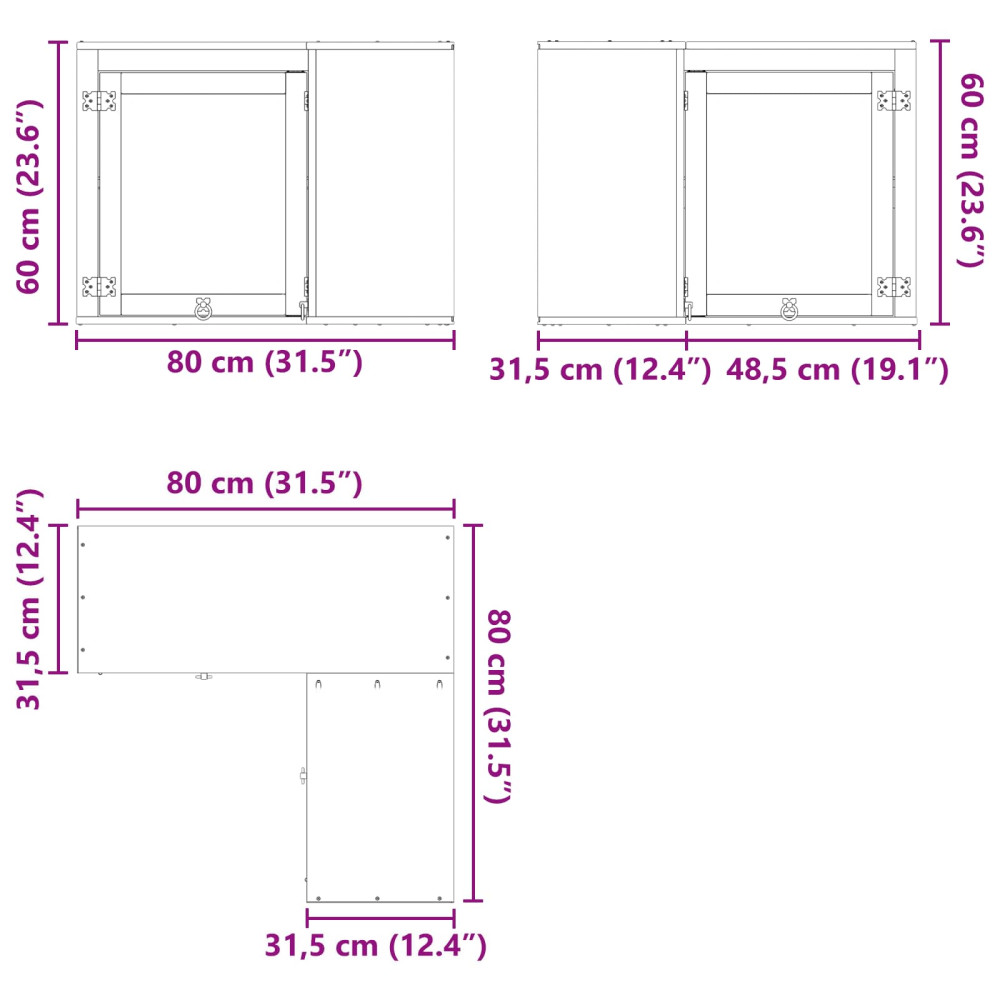 Produktbild för Skåp SKI HonungsBrun 80 x 80 x 60 cm Massiv furu