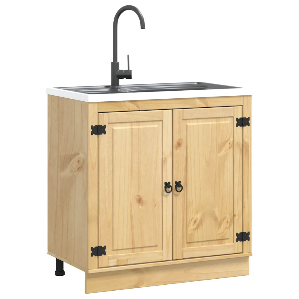 Produktbild för Skåp SKI HonungsBrun 80 x 46 x 81 cm Massiv furu