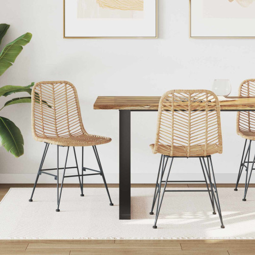 vidaXL Matstol 2 pcs Rattan och Järn Naturfärg 44,5 x 54,5 x 85 cm