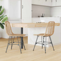 Produktbild för Matstol 2 pcs Rattan och Järn Naturfärg 44,5 x 54,5 x 85 cm