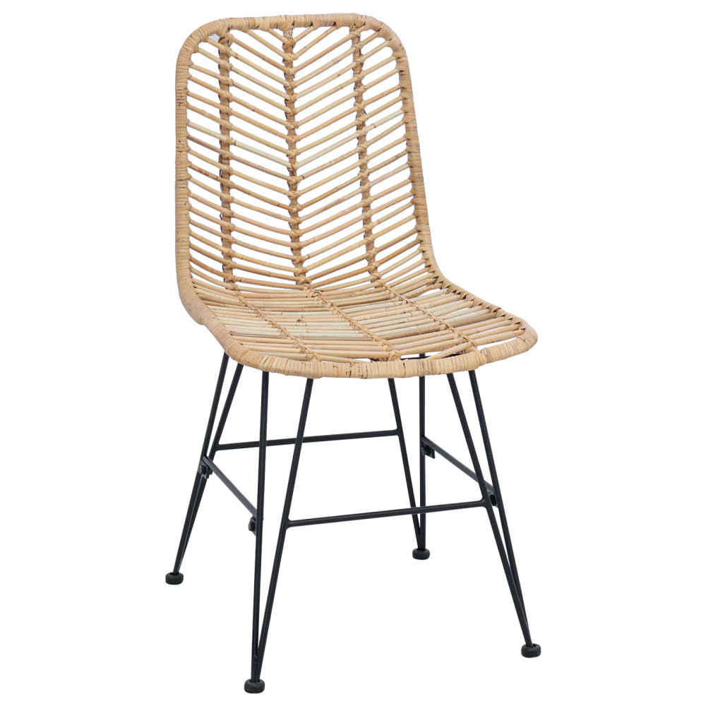 Produktbild för Matstol 2 pcs Rattan och Järn Naturfärg 44,5 x 54,5 x 85 cm