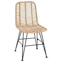 Produktbild för Matstol 2 pcs Rattan och Järn Naturfärg 44,5 x 54,5 x 85 cm