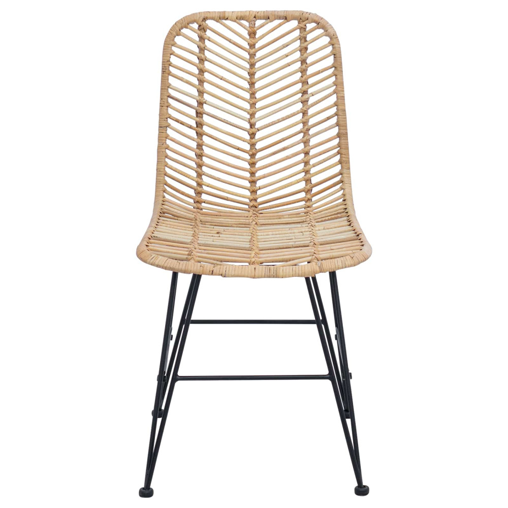 Produktbild för Matstol 2 pcs Rattan och Järn Naturfärg 44,5 x 54,5 x 85 cm