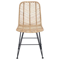Produktbild för Matstol 2 pcs Rattan och Järn Naturfärg 44,5 x 54,5 x 85 cm