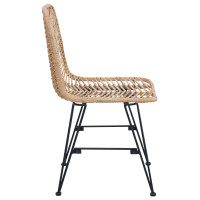 Produktbild för Matstol 2 pcs Rattan och Järn Naturfärg 44,5 x 54,5 x 85 cm