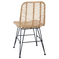 Produktbild för Matstol 2 pcs Rattan och Järn Naturfärg 44,5 x 54,5 x 85 cm