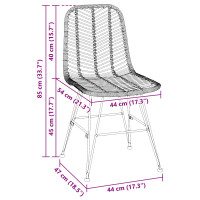 Produktbild för Matstol 2 pcs Rattan och Järn Svart 44,5 x 54,5 x 85 cm