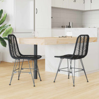Produktbild för Matstol 2 pcs Rattan och Järn Svart 44,5 x 54,5 x 85 cm