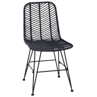 Produktbild för Matstol 2 pcs Rattan och Järn Svart 44,5 x 54,5 x 85 cm